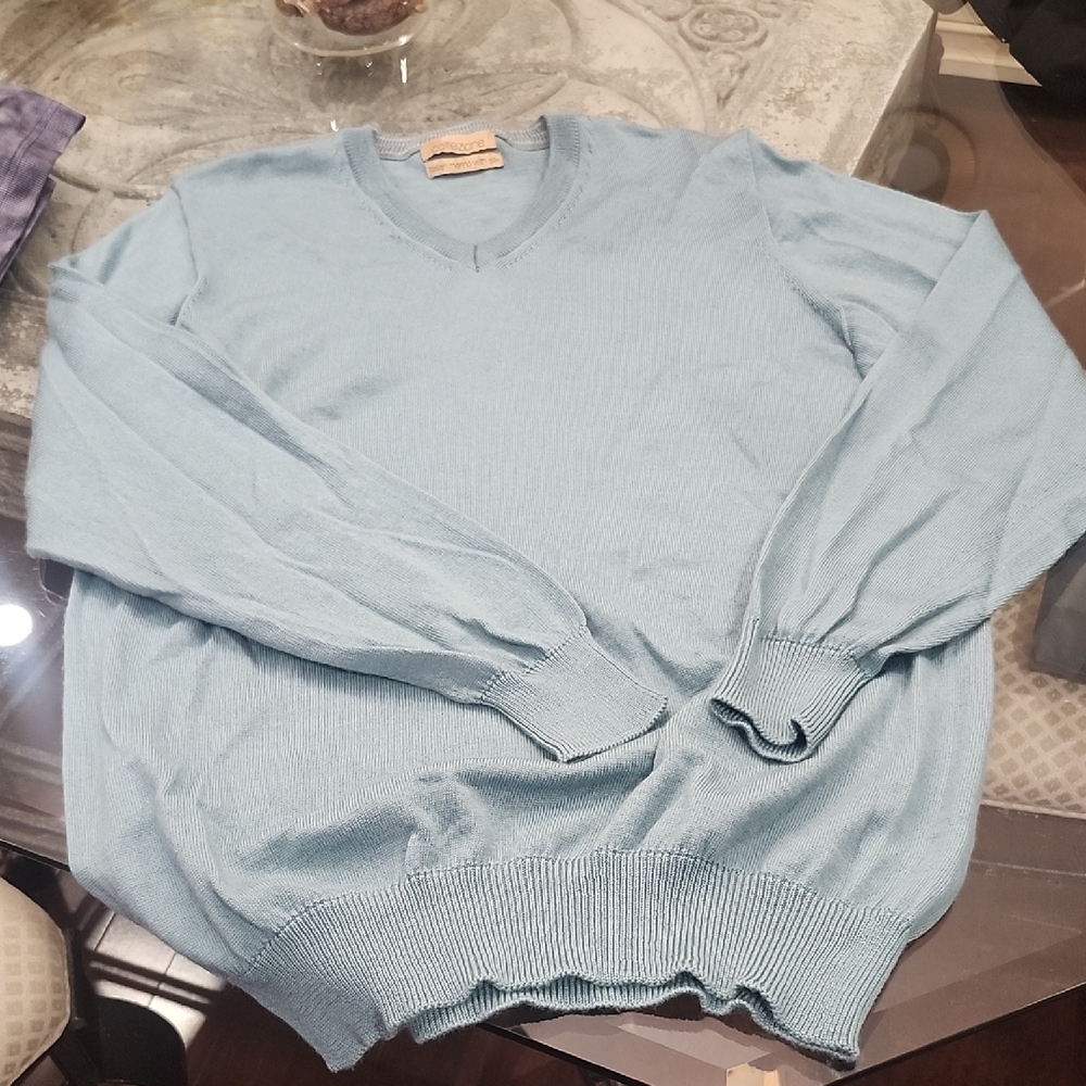 Marks& Spencer Collezione Italian Merino With Silk Blue Sweater L